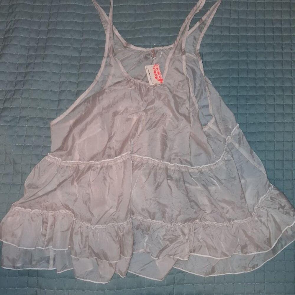 NWT Sheer Tiered Babydoll Tank Top By Free People Size M